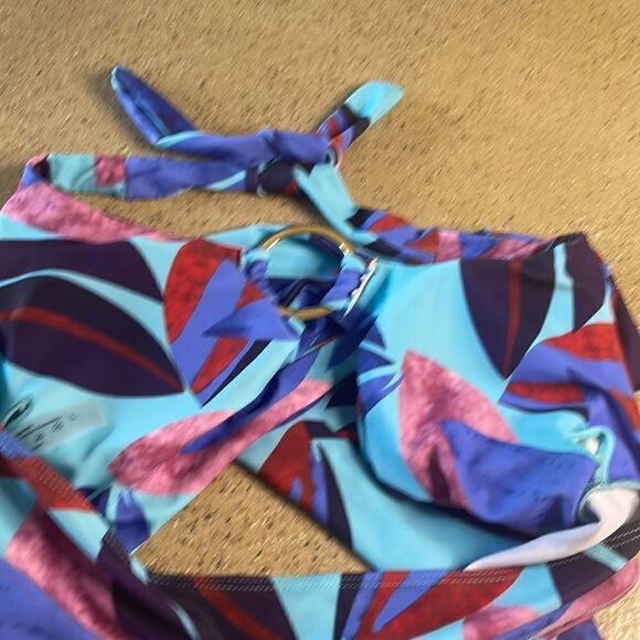 Tropical print sexy cheeky one piece monokini swimsuit sz L - Picture 7 of 10